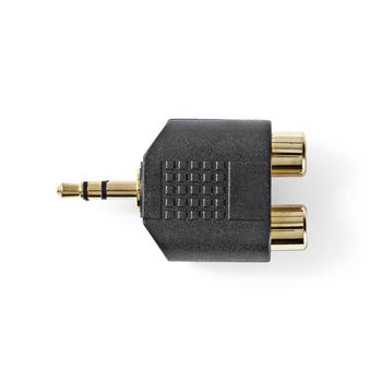 CAGP22940BKG Stereo-audioadapter | 3,5 mm male | 2x rca female | verguld | recht | abs | zwart | 10 stuks | polyb