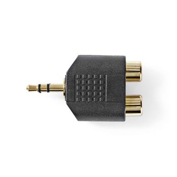 CAGP22940BKG Stereo-audioadapter | 3,5 mm male | 2x rca female | verguld | recht | abs | zwart | 10 stuks | envel