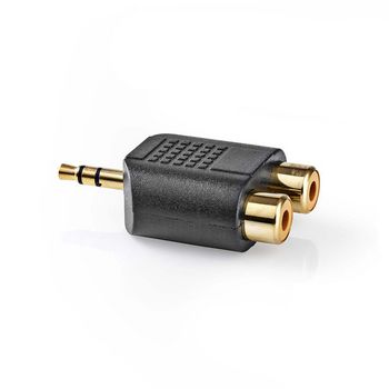 CAGP22940BKG Stereo-audioadapter | 3,5 mm male | 2x rca female | verguld | recht | abs | zwart | 10 stuks | envel Product foto