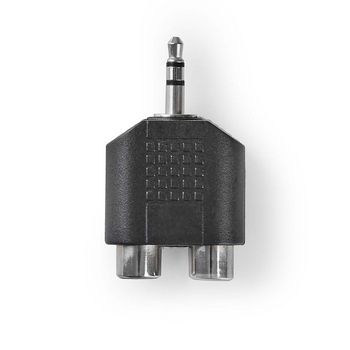 CAGP22940BK Stereo-audioadapter | 3,5 mm male | 2x rca female | vernikkeld | recht | abs | zwart | 10 stuks | po