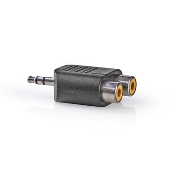 CAGP22940BK Stereo-audioadapter | 3,5 mm male | 2x rca female | vernikkeld | recht | abs | zwart | 10 stuks | po Product foto
