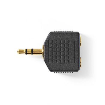 CAGP22945BKG Stereo-audioadapter | 3,5 mm male | 2x 3,5 mm female | verguld | recht | abs | zwart | 10 stuks | po