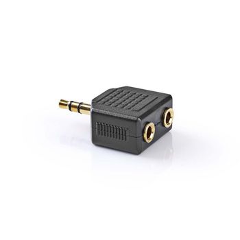 CAGP22945BKG Stereo-audioadapter | 3,5 mm male | 2x 3,5 mm female | verguld | recht | abs | zwart | 10 stuks | po Product foto