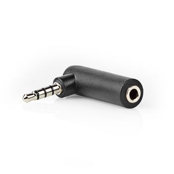 CAGP22980BK Stereo-audioadapter | 3,5 mm male | 3,5 mm female | vernikkeld | 90° gehoekt | metaal | zwart | Product foto