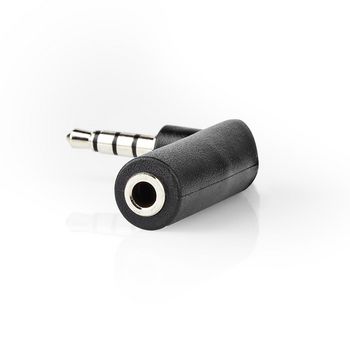 CAGP22980BK Stereo-audioadapter | 3,5 mm male | 3,5 mm female | vernikkeld | 90° gehoekt | metaal | zwart | Product foto