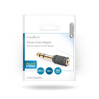 CAGP23930BKG Stereo-audioadapter | 6,35 mm male | 3,5 mm female | verguld | recht | abs | zwart | 10 stuks | enve Verpakking foto