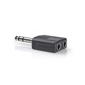 CAGP23940BK Stereo-audioadapter | 6,35 mm male | 2x 6,35 mm female | vernikkeld | recht | abs | zwart | 10 stuks Product foto