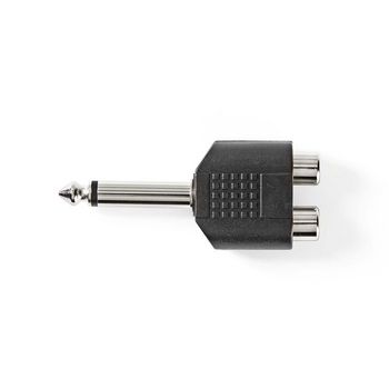 CAGP23944BK Stereo-audioadapter | 6,35 mm male | 2x rca female | vernikkeld | recht | abs | zwart | 10 stuks | p