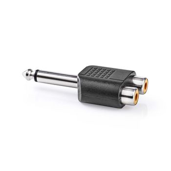 CAGP23944BK Stereo-audioadapter | 6,35 mm male | 2x rca female | vernikkeld | recht | abs | zwart | 10 stuks | p Product foto