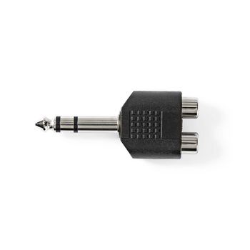 CAGP23945BK Stereo-audioadapter | 6,35 mm male | 2x rca female | vernikkeld | recht | abs | zwart | 10 stuks | p