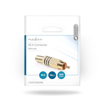 CAGP24900BK Rca-connector | recht | male | verguld | soldeer | diameter kabelinvoer: 7.0 mm | metaal | zwart | 1  foto