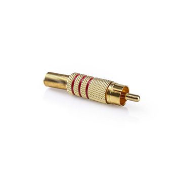 CAGP24900RD Rca-connector | recht | male | verguld | soldeer | diameter kabelinvoer: 7.0 mm | metaal | rood | 10 Product foto