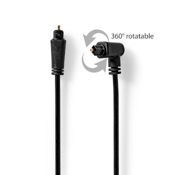 CAGP25200BK10 Optische audiokabel | toslink male | toslink male | draaibaar | 1.00 m | rond | pvc | zwart | envelo Product foto