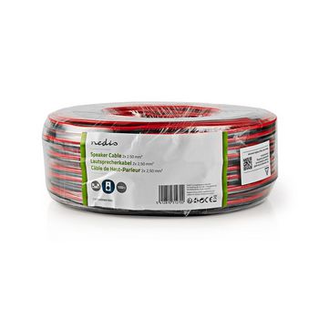 CAGW2500BK1000 Speaker-kabel | 2x 2.50 mm² | cca | 100.0 m | rond | pvc | rood / zwart | folieverpakking  foto