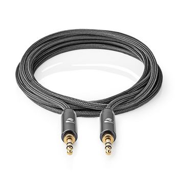 CATB22000GY10 Stereo-audiokabel | 3,5 mm male | 3,5 mm male | verguld | 1.00 m | rond | antraciet / gun metal grij Product foto