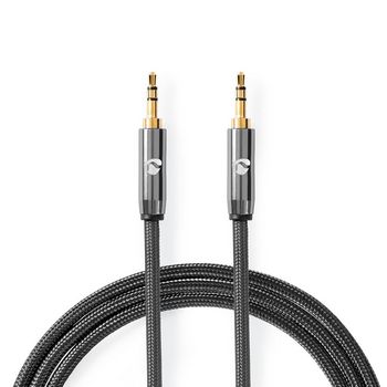 CATB22000GY10 Stereo-audiokabel | 3,5 mm male | 3,5 mm male | verguld | 1.00 m | rond | antraciet / gun metal grij