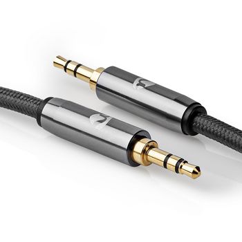 CATB22000GY10 Stereo-audiokabel | 3,5 mm male | 3,5 mm male | verguld | 1.00 m | rond | antraciet / gun metal grij Product foto