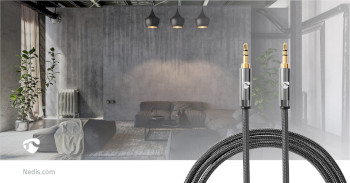 CATB22000GY10 Stereo-audiokabel | 3,5 mm male | 3,5 mm male | verguld | 1.00 m | rond | antraciet / gun metal grij Product foto