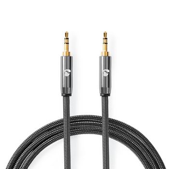 CATB22000GY50 Stereo-audiokabel | 3,5 mm male | 3,5 mm male | verguld | 5.00 m | rond | grijs / gun metal grijs | 