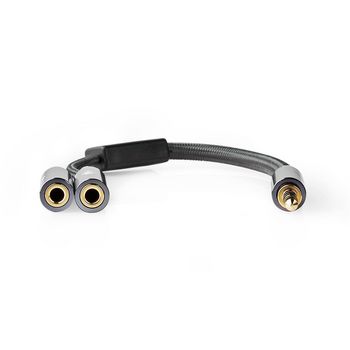 CATB22150GY02 Stereo-audiokabel | 3,5 mm male | 2x 3,5 mm female | verguld | 0.20 m | rond | grijs / gun metal gri Product foto