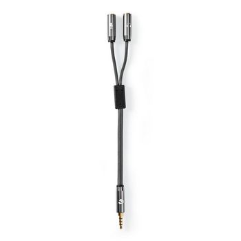 CATB22150GY02 Stereo-audiokabel | 3,5 mm male | 2x 3,5 mm female | verguld | 0.20 m | rond | grijs / gun metal gri Product foto