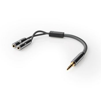 CATB22150GY02 Stereo-audiokabel | 3,5 mm male | 2x 3,5 mm female | verguld | 0.20 m | rond | grijs / gun metal gri Product foto