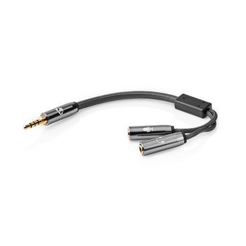 CATB22150GY02 Stereo-audiokabel | 3,5 mm male | 2x 3,5 mm female | verguld | 0.20 m | rond | grijs / gun metal gri Product foto