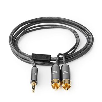 CATB22200GY20 Stereo-audiokabel | 3,5 mm male | 2x rca male | verguld | 2.00 m | rond | grijs / gun metal grijs |  Product foto