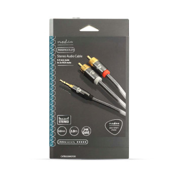 CATB22200GY20 Stereo-audiokabel | 3,5 mm male | 2x rca male | verguld | 2.00 m | rond | grijs / gun metal grijs |   foto