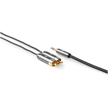 CATB22200GY50 Stereo-audiokabel | 3,5 mm male | 2x rca male | verguld | 5.00 m | rond | gun metal grijs | cover wi Product foto