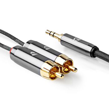 CATB22200GY50 Stereo-audiokabel | 3,5 mm male | 2x rca male | verguld | 5.00 m | rond | gun metal grijs | cover wi Product foto