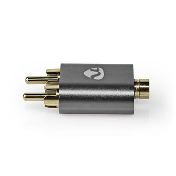 CATB22255AL Stereo-audioadapter | 2x rca male | 3,5 mm female | verguld | recht | aluminium | gun metal grijs |  Product foto