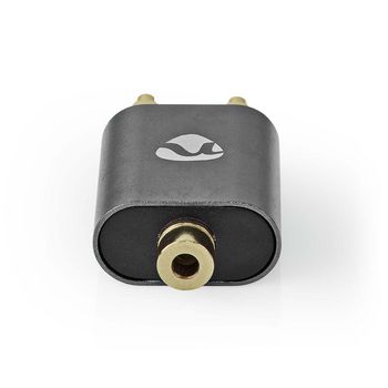 CATB22255AL Stereo-audioadapter | 2x rca male | 3,5 mm female | verguld | recht | aluminium | gun metal grijs |  Product foto