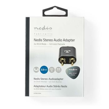 CATB22255AL Stereo-audioadapter | 2x rca male | 3,5 mm female | verguld | recht | aluminium | gun metal grijs |   foto