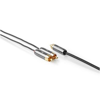 CATB24000GY30 Subwoofer-kabel | rca male | 2x rca male | verguld | 3.00 m | rond | 4.5 mm | grijs / gun metal grij Product foto