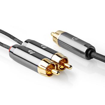 CATB24000GY30 Subwoofer-kabel | rca male | 2x rca male | verguld | 3.00 m | rond | 4.5 mm | grijs / gun metal grij Product foto