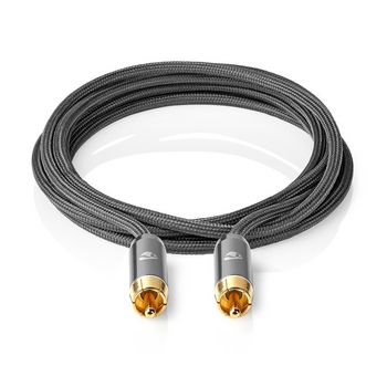 CATB24100GY50 Subwoofer-kabel | rca male | rca male | verguld | 5.00 m | rond | 4.5 mm | antraciet / gun metal gri Product foto