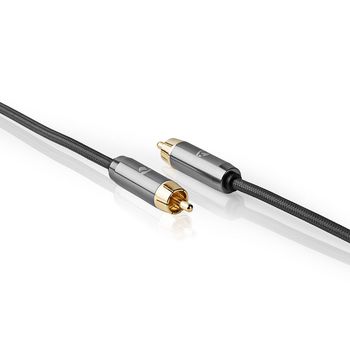 CATB24100GY50 Subwoofer-kabel | rca male | rca male | verguld | 5.00 m | rond | 4.5 mm | antraciet / gun metal gri Product foto