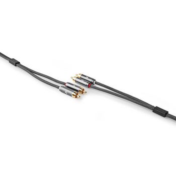 CATB24200GY10 Stereo-audiokabel | 2x rca male | 2x rca male | verguld | 1.00 m | rond | grijs / gun metal grijs |  Product foto