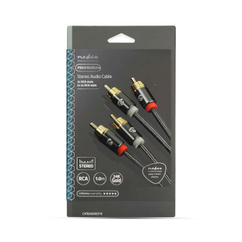 CATB24200GY10 Stereo-audiokabel | 2x rca male | 2x rca male | verguld | 1.00 m | rond | grijs / gun metal grijs |   foto