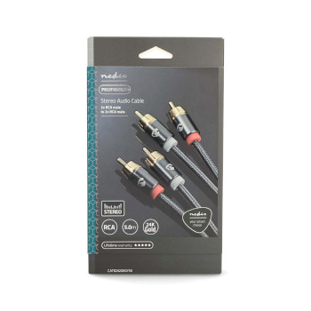 CATB24200GY50 Stereo-audiokabel | 2x rca male | 2x rca male | verguld | 5.00 m | rond | grijs / gun metal grijs |   foto