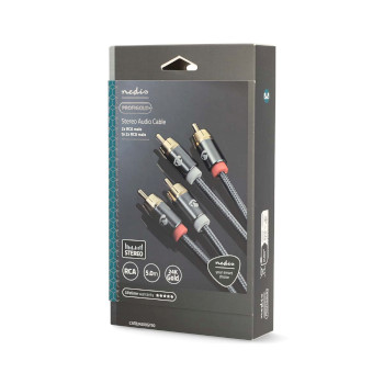 CATB24200GY50 Stereo-audiokabel | 2x rca male | 2x rca male | verguld | 5.00 m | rond | grijs / gun metal grijs |  Verpakking foto