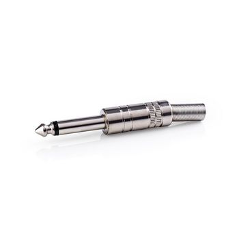 CAVC23980ME 6,35 mm audioconnector | recht | male | vernikkeld | soldeer | diameter kabelinvoer: 6.8 mm | metaal Product foto