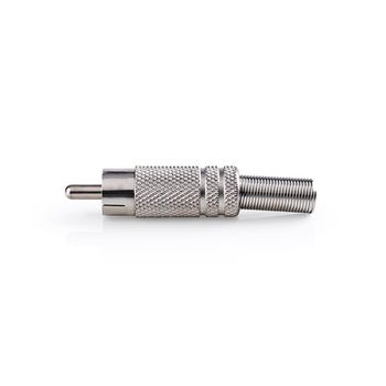 CAVC24901ME Rca-connector | recht | male | vernikkeld | soldeer | diameter kabelinvoer: 6.5 mm | metaal | zilver