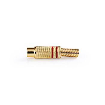 CAVC24910RDG Rca-connector | recht | female | verguld | soldeer | diameter kabelinvoer: 4.8 mm | metaal | goud/ro