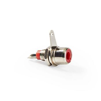 CAVC24922RD Rca-connector | recht | female | vernikkeld | soldeer | metaal | rood / zilver | 25 stuks | polybag Product foto