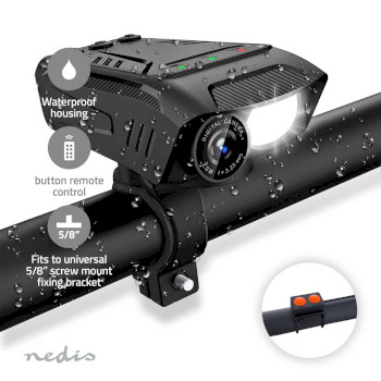 CCAM100BK Fietscamera | 1080p@30fps | 2 mpixel | 600 min | 70 ° | 600 min | mounts inbegrepen | zwart Product foto