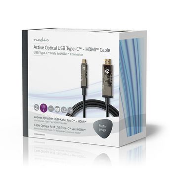 CCBG6410BK500 Actieve optische usb-kabel | usb-c™ male | hdmi™ connector | 18 gbps | 50.0 m | rond | p Verpakking foto