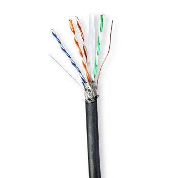 CCBG8598BK100S Netwerk kabel rol | cat6 | solid | s/ftp | koper | 100.0 m | buitenshuis | rond | pe | zwart | gift 