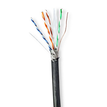 CCBG8598BK100S Netwerk kabel rol | cat6 | solid | s/ftp | koper | 100.0 m | buitenshuis | rond | pe | zwart | trekd